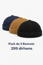 Pack 3 Bonnets Docker (Noir Marine Tabac)